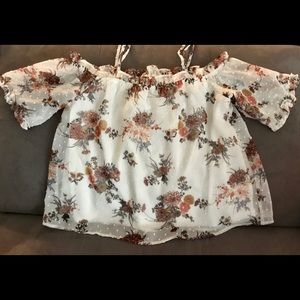 Off-the-shoulder Floral Blouse
